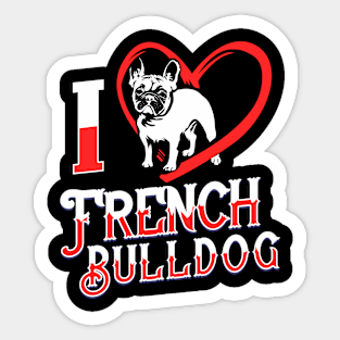 I Love French Bulldog Sticker